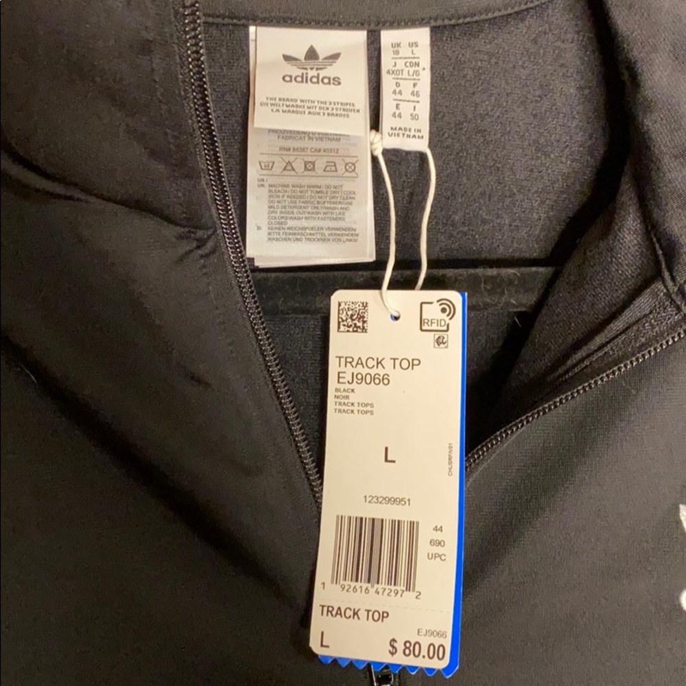 Adidas Black Jacket with White Stripes - Picture 4 of 5